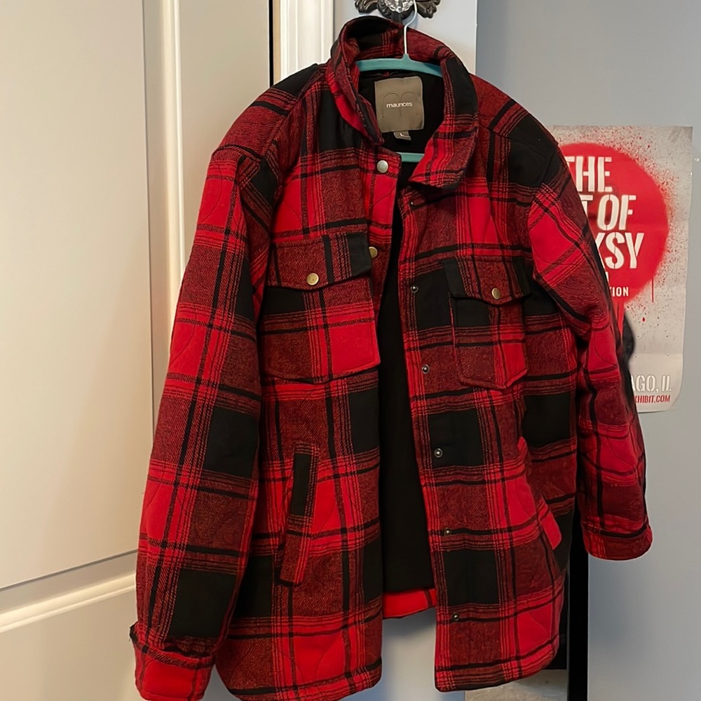 Fleece lined puffy shacket
